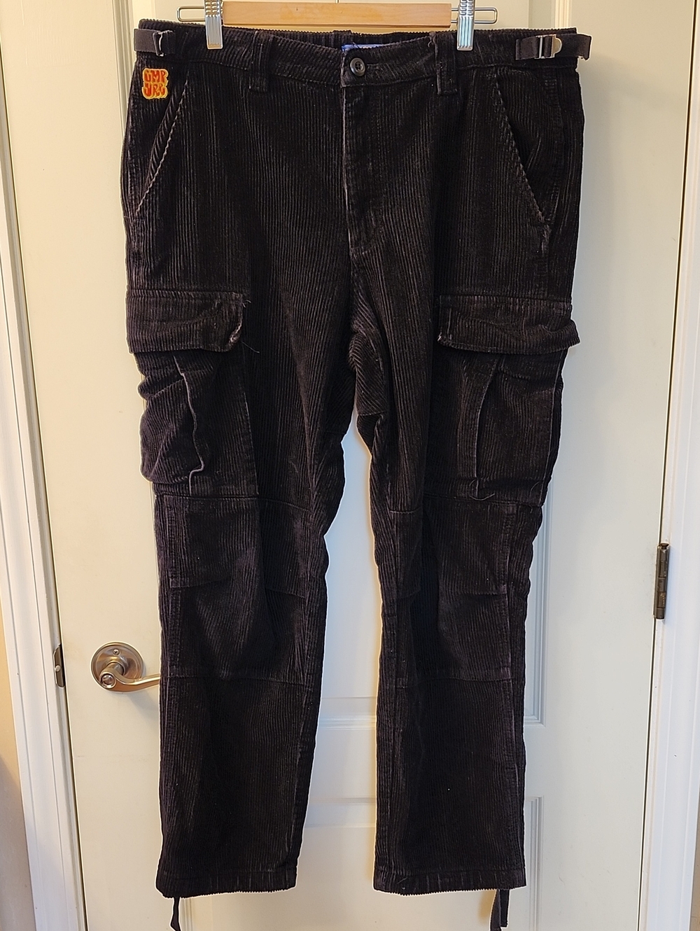 Empyre Black Corduroy Cargo Pants with Multiple Pockets, Size 32 Waist, EUC